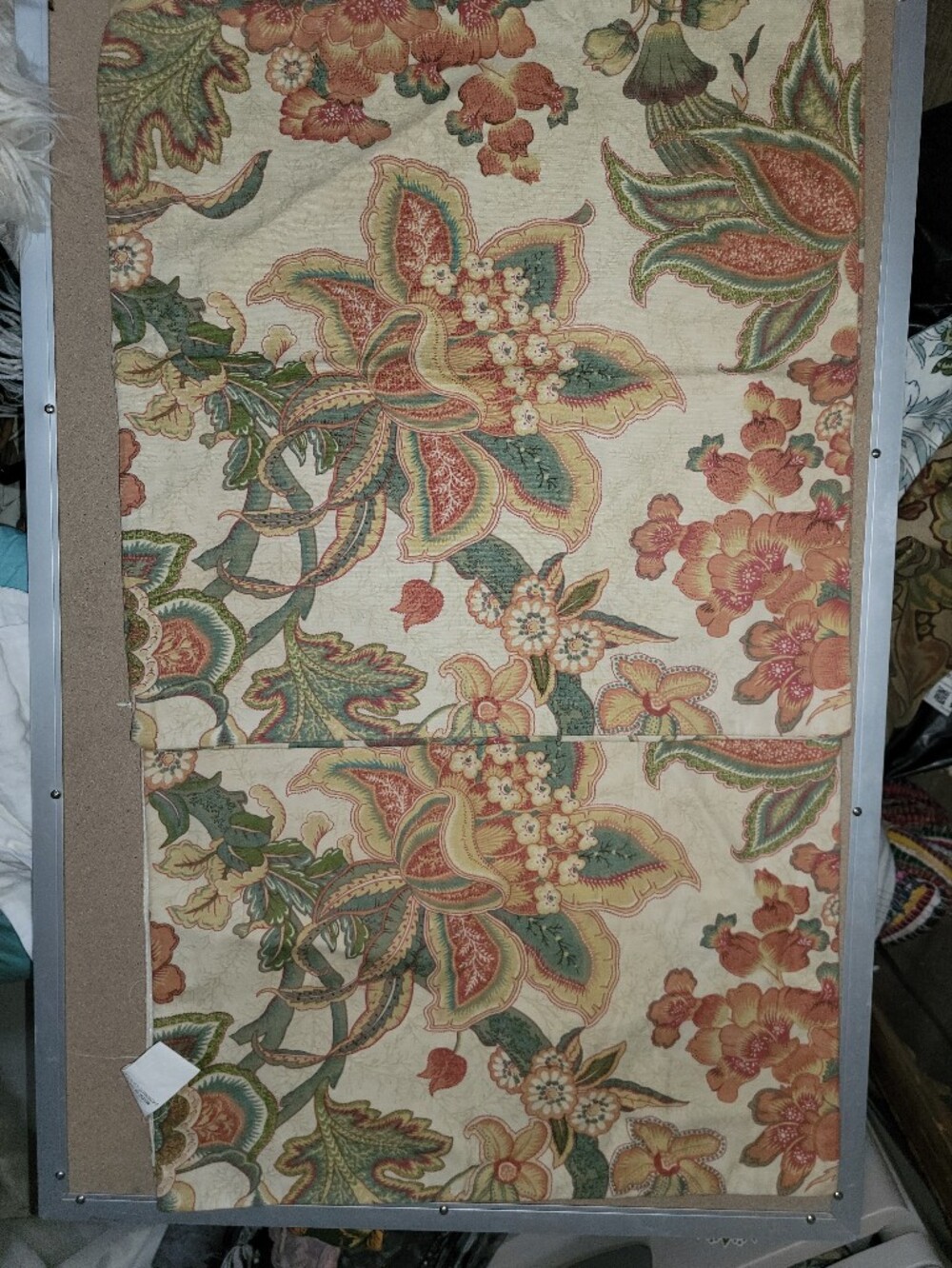Pottery Barn 20X20 Floral Jacobean Throw Pillow Cover in Cream, Coral & Green - Picture 2 of 7